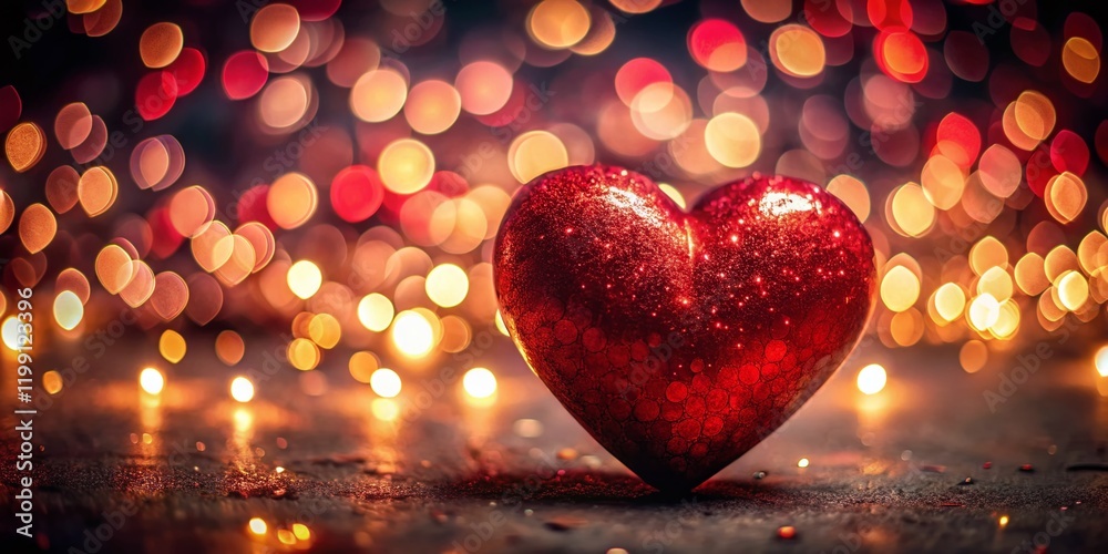 Romantic Night Valentine's Day Heart Glow - Stock Photo Romantic Night Valentine's Day Heart Glow - Stock Photo