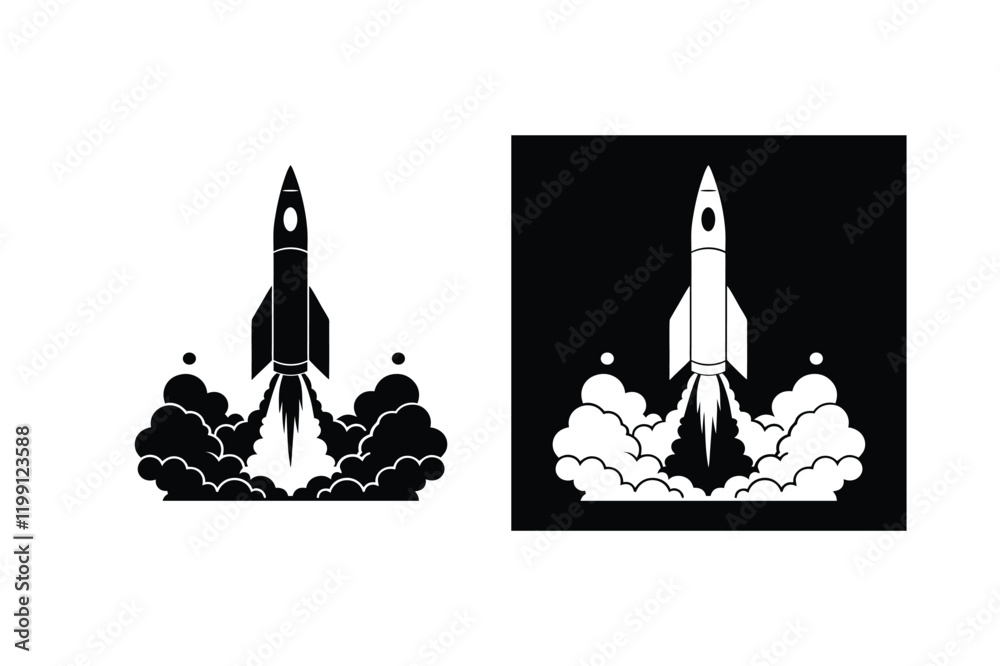 Rocket launch silhouette vector Rocket launch silhouette vector
