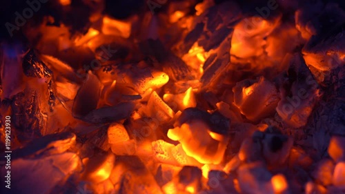 The embers of the grill fire. Beautifully glowing pieces of coal and wood.

