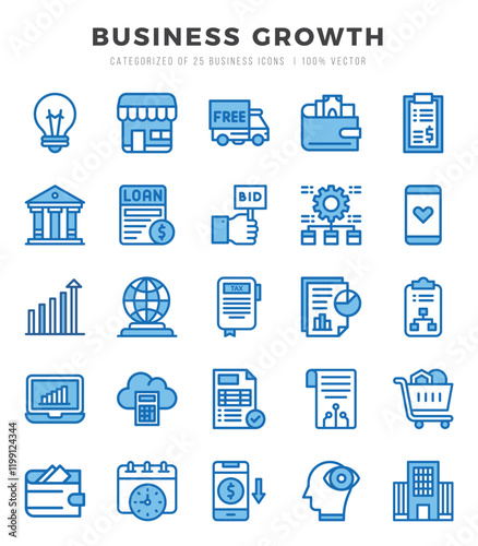 Business Growth icons set for website and mobile site and apps.