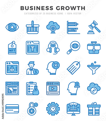 Simple Set of Business Growth Related Vector Two Color Icons.
