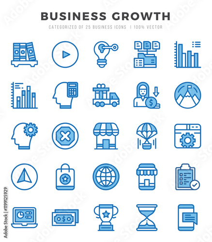 Business Growth web icons in Two Color style.