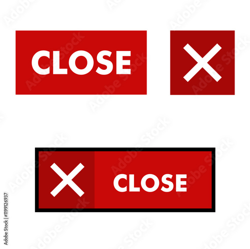 illustration of white close and X icon on red background