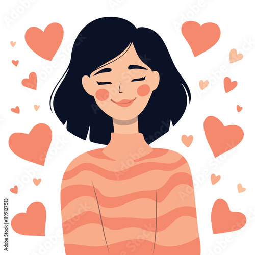 Wallpaper Mural Happy girl with heart in hands valentine day vector illustration Torontodigital.ca