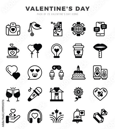 Valentine'S Day Lineal Filled icons collection. Lineal Filled icons pack. Vector illustration