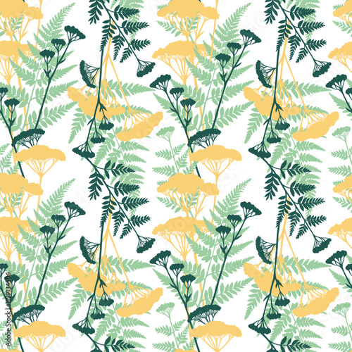 Seamless floral pattern, illustration of yarrow flowers