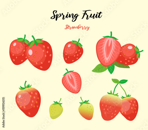 Strawberry various shapes pulp illustration