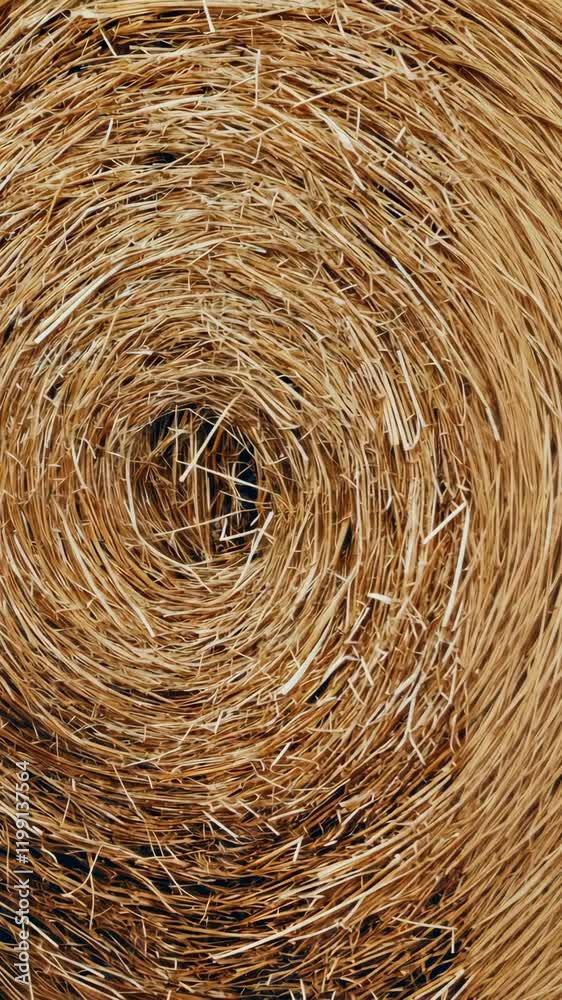 Detailed close-up of rolled straw showcasing texture and natural patterns in a rural setting Detailed close-up of rolled straw showcasing texture and natural patterns in a rural setting