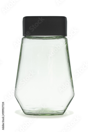 Glass jar coffee isolated on white background.