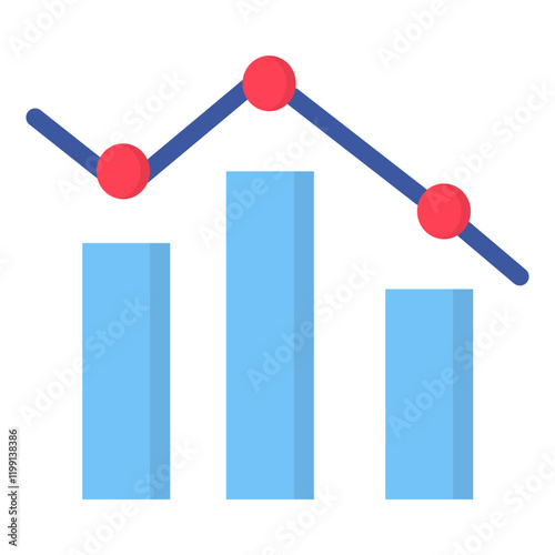 Graph chart colorful vector flat glyph icon.