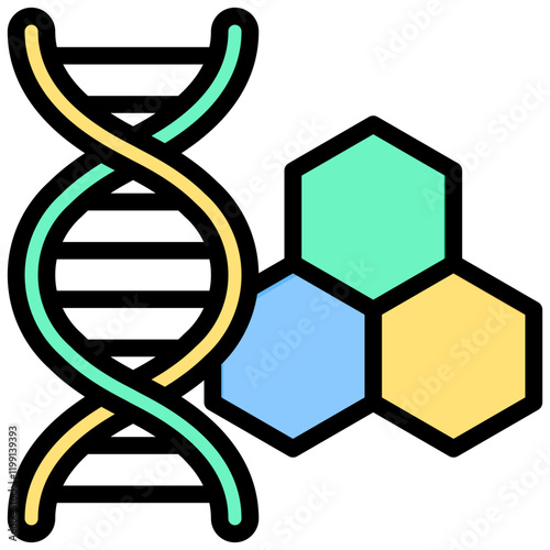 Dna Outline Color Icon
