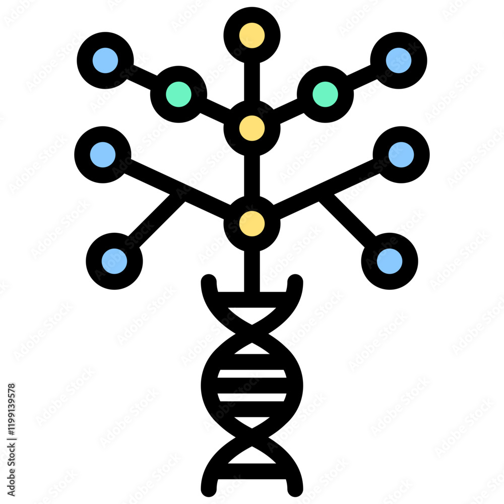 Phylogenetics Outline Color Icon