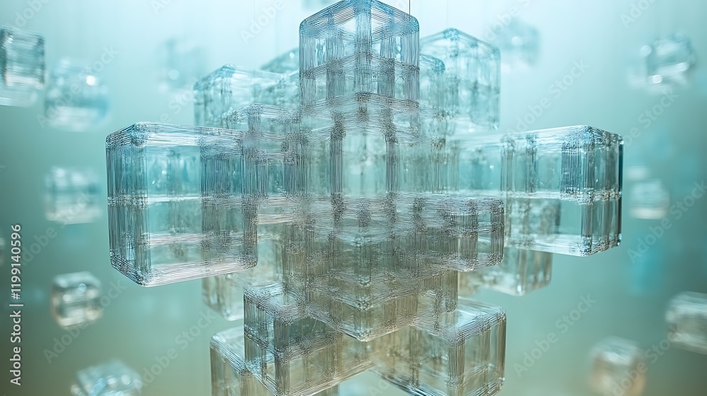 Interconnected Glass Cubes Abstract Structure Interconnected Glass Cubes Abstract Structure