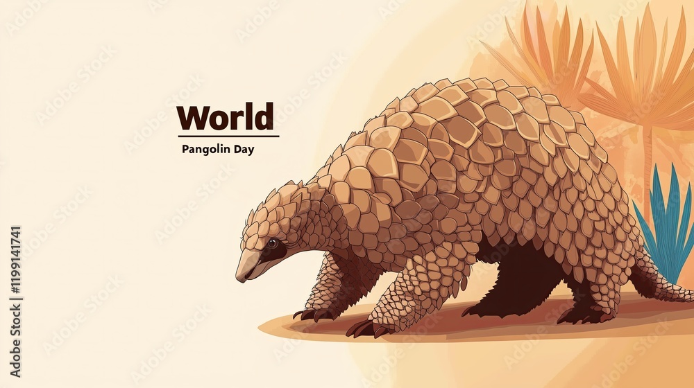 Fototapeta premium World Pangolin Day illustration