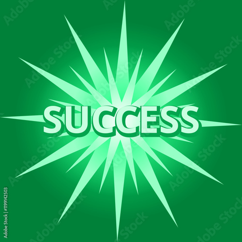 Success text on the green background, competitiveness concept.