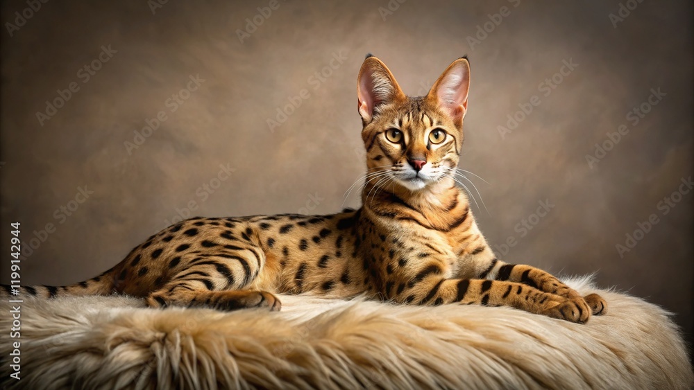 Luxurious Savannah Cat Lounging – Expensive Exotic Pet Luxurious Savannah Cat Lounging – Expensive Exotic Pet