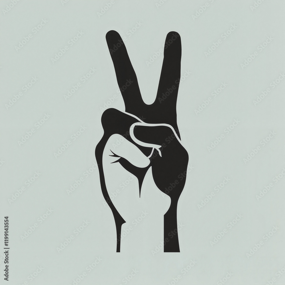 Fototapeta premium Peace sign gesture on soft green background