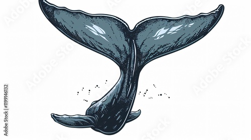 Whale Tail Sketch Vector Illustration Cartoon Vector
