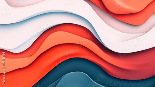 Abstract wavy paper cut design in red, white, and blue.