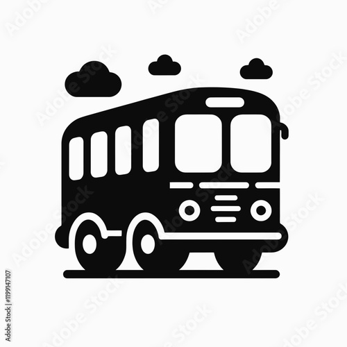  Bus silhouette in black on a white background
