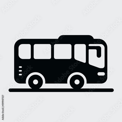  Bus silhouette in black on a white background