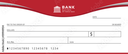 modern bank cheque checkbook. money draft voucher