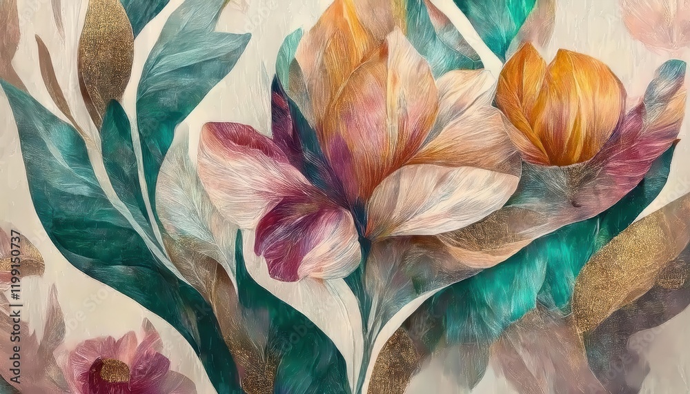 custom made wallpaper toronto digitalvibrant floral art with magnolia petals in rich pastel tones, emphasizing texture and elegance for decor, prints, or graphic design