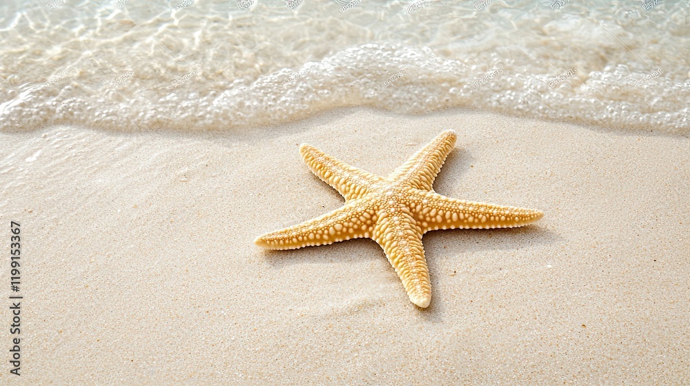 Starfish on beach sand coastal nature scene Starfish on beach sand coastal nature scene