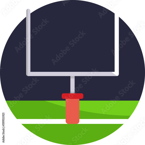 Represents the two vertical posts and the crossbar through which the ball must pass for a successful field goal or extra point in American football.