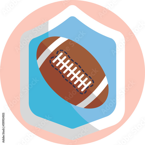 A graphic of an American football placed inside a shield-shaped emblem, representing the competitive nature of the game.