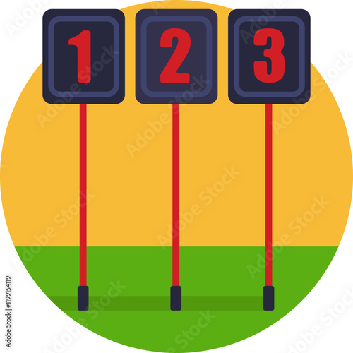 A simple icon displaying the current down in an American football game, updating each time the team makes a play, helping fans follow the game's progression.