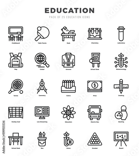 Set of Education icons in Lineal style. Lineal Icons symbol collection.