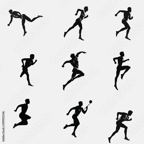 15 silhouettes of athletes in various sports poses