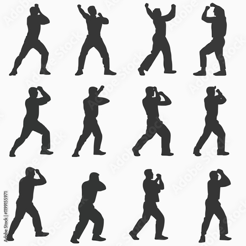 15 silhouettes of people dancing in different styles