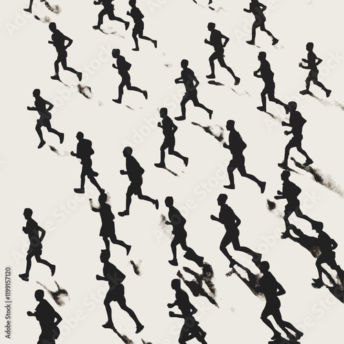 15 silhouettes of people running in a marathon