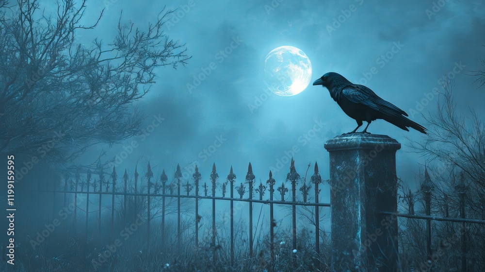 Obraz premium Spooky house with the raven