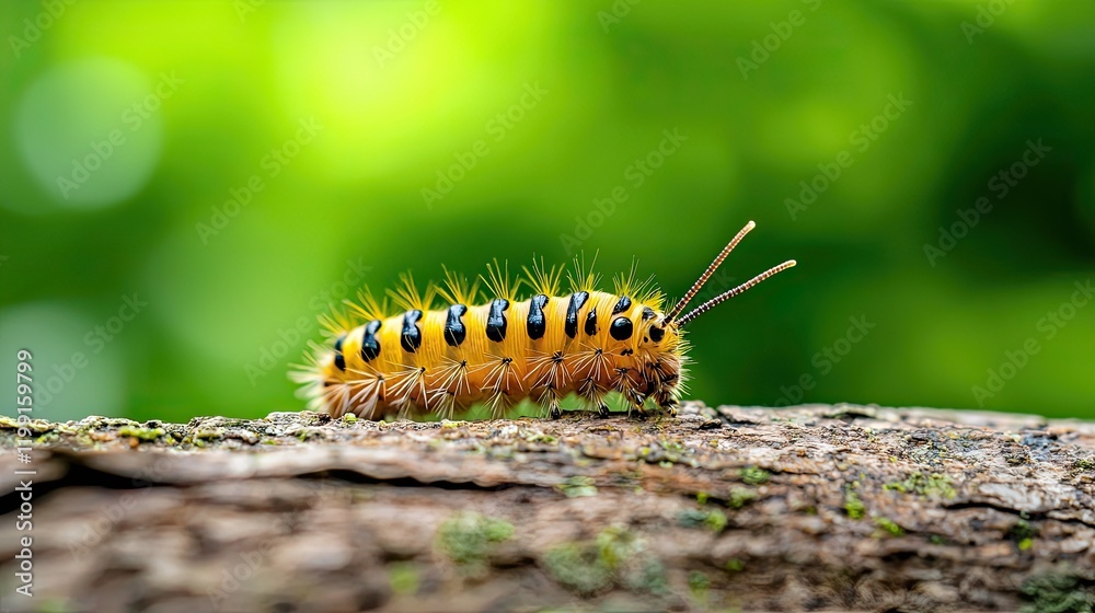 Caterpillar crawling on a branch nature macro Caterpillar crawling on a branch nature macro