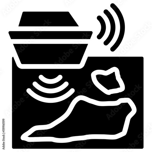 Hydrographic Survey Glyph Icon
