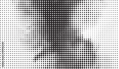 Halftone Gradient Pattern of Varying Black Circular Dots Creating a Dynamic Visual Texture with Concentrated Density in the Center