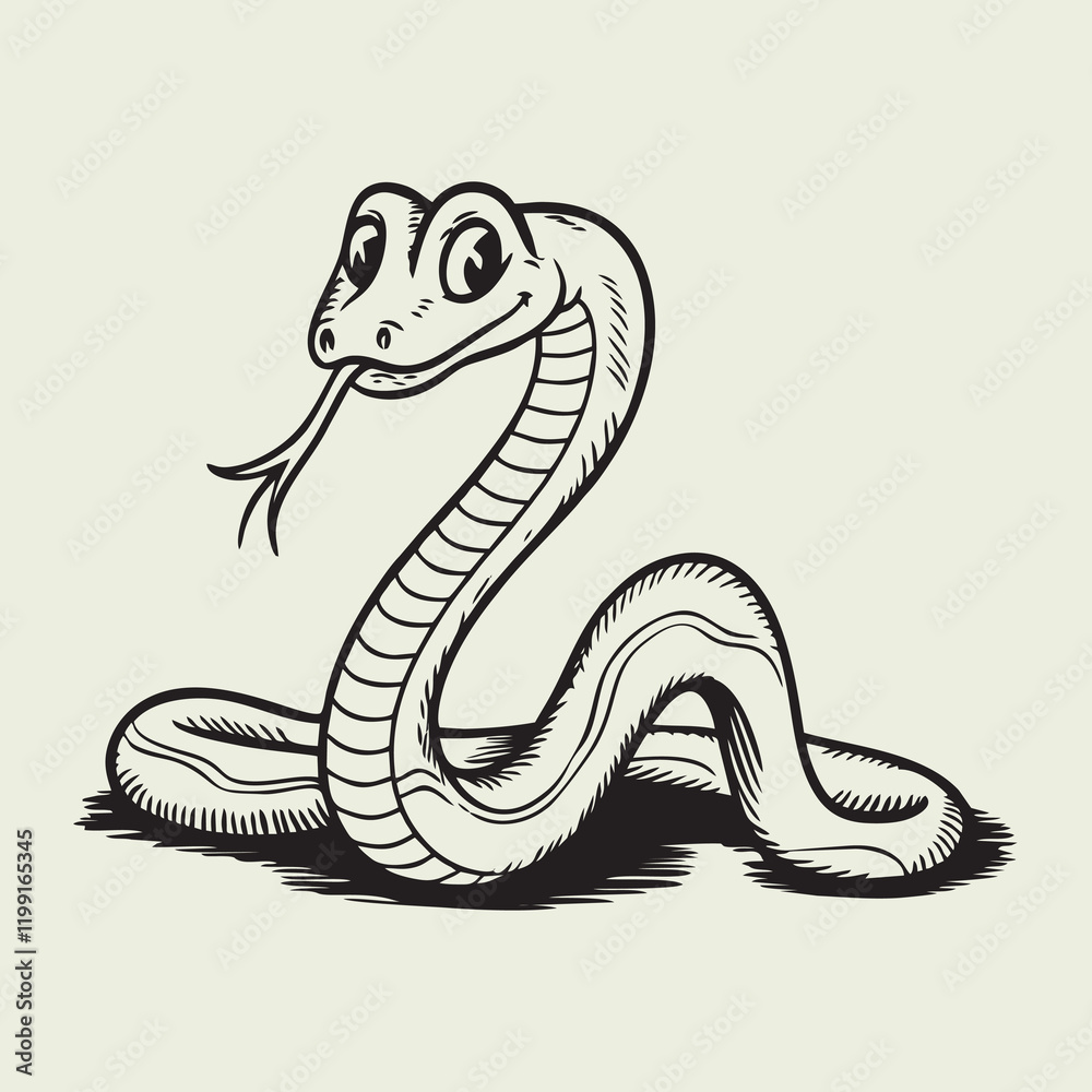 Fototapeta premium Cute and Playful Cartoon Snake Vector Illustration