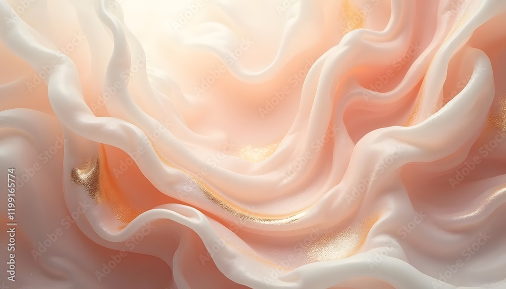 Fototapeta premium Luxurious Peach and Gold Silk Drape Abstract Background