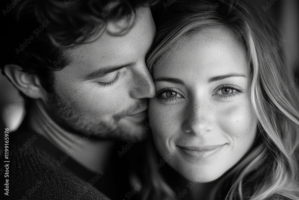 Couple enjoying a moment of intimacy in a cozy indoor setting during the evening Couple enjoying a moment of intimacy in a cozy indoor setting during the evening