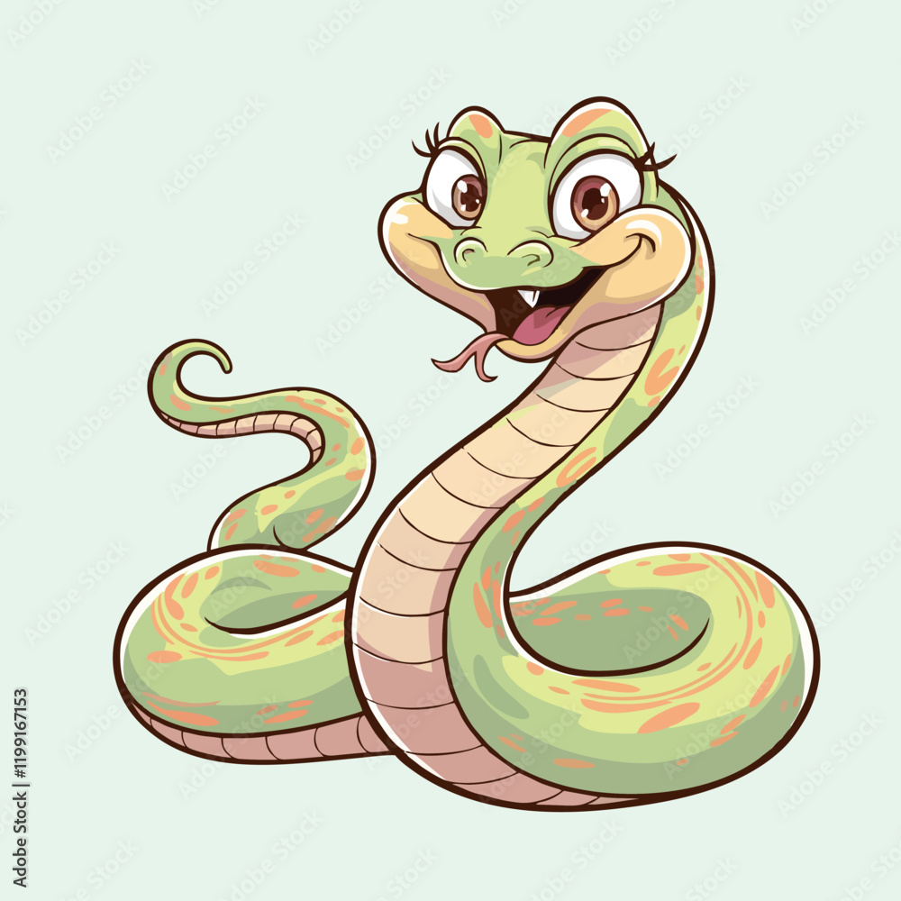 Fototapeta premium Cute and Playful Cartoon Snake Vector Illustration
