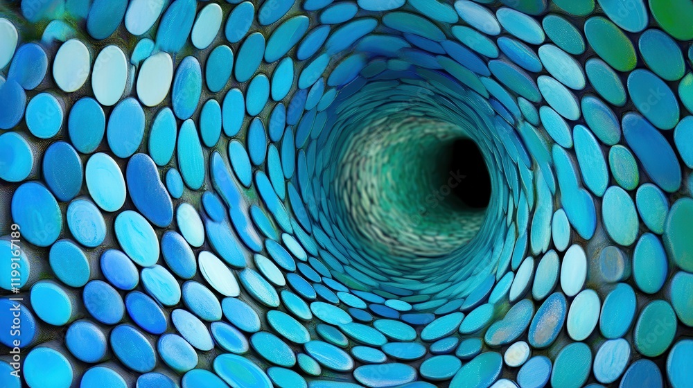 Obraz premium Abstract swirling blue oval shapes forming a tunnel