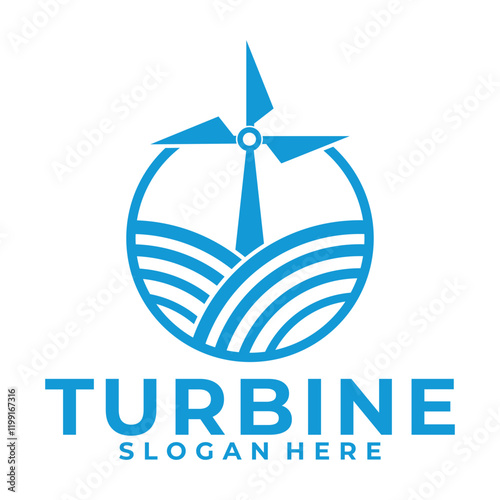 windmill vector logo. elegant circle windmill logo design