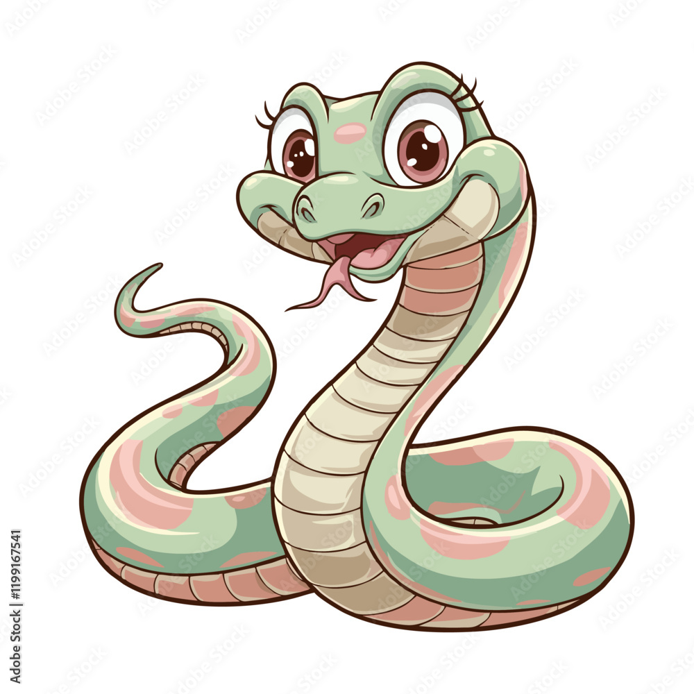 Fototapeta premium Cute and Playful Cartoon Snake Vector Illustration