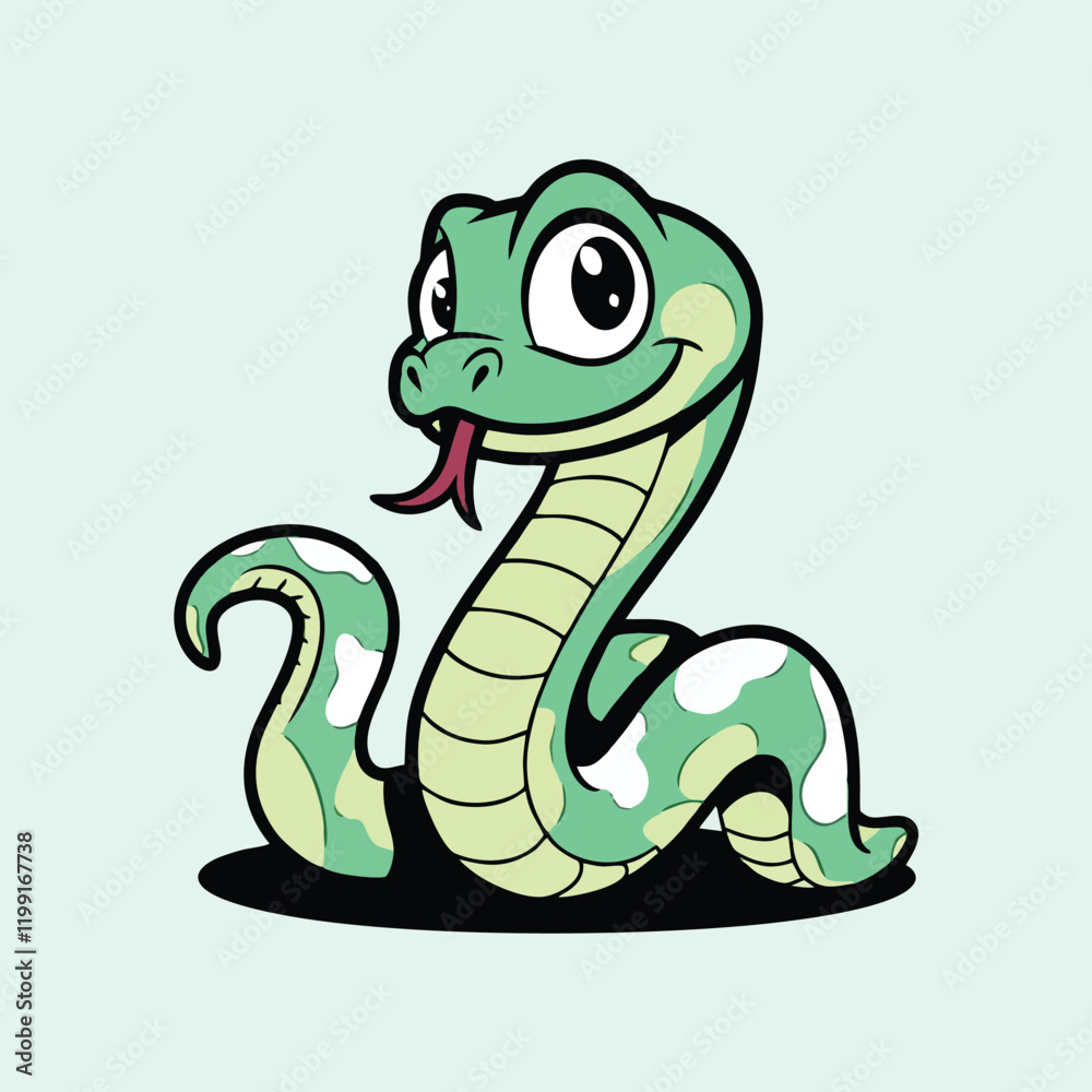 Fototapeta premium Cute and Playful Cartoon Snake Vector Illustration