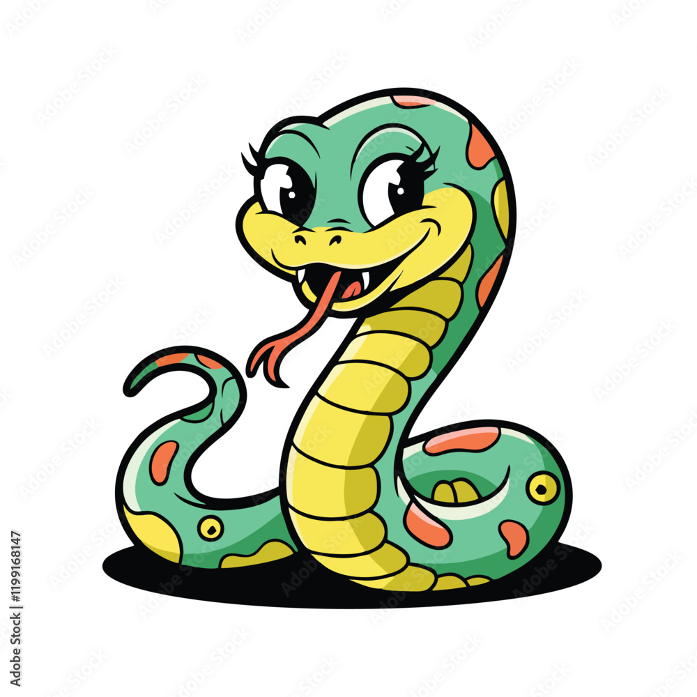 Fototapeta premium Cute and Playful Cartoon Snake Vector Illustration