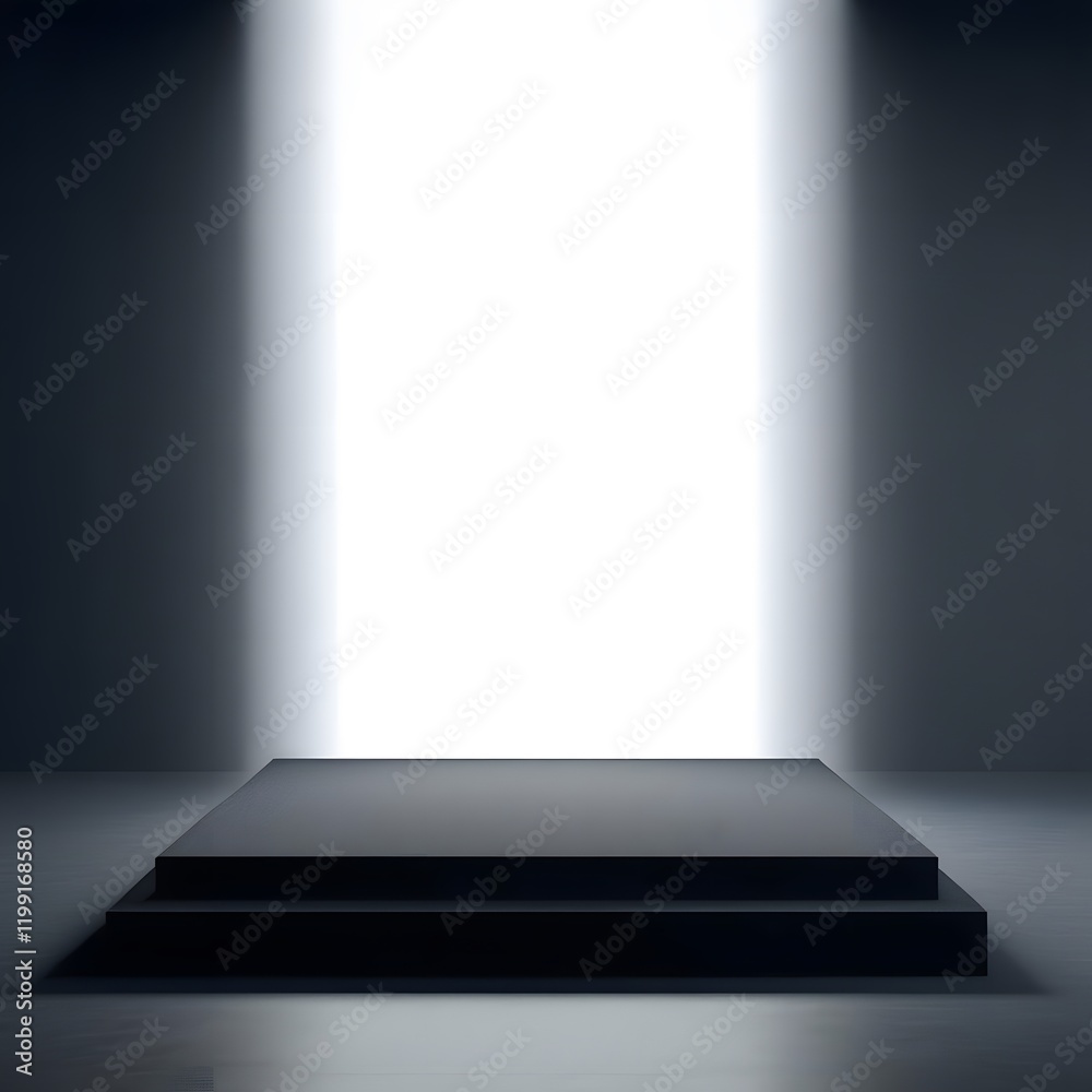 Fototapeta premium Elegant Black Fabric Podium Illuminated in Studio Light