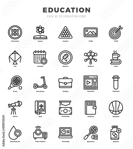 Education elements. Lineal web icon set. Simple vector illustration.